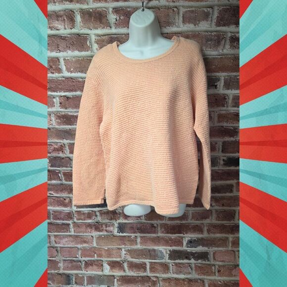 Focus Honeycomb Knit Pullover Sweater | Women’s XL | Pink Peach - Picture 1 of 7
